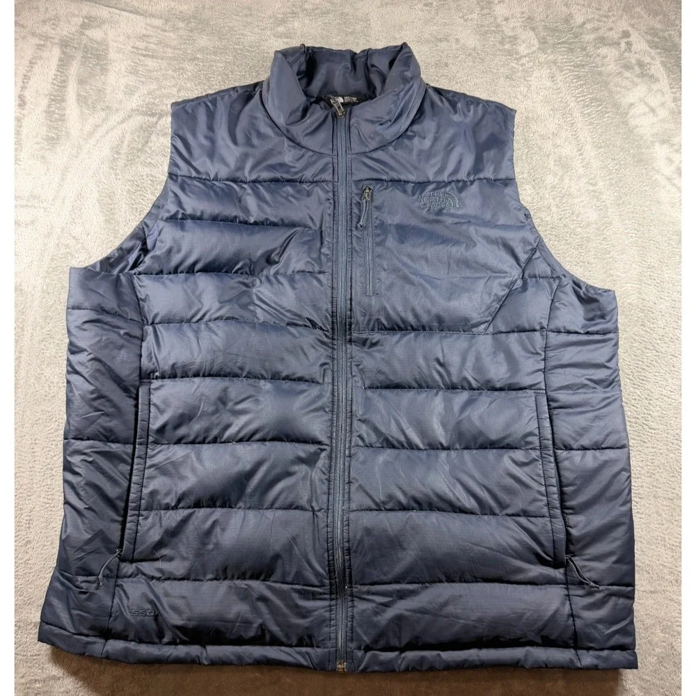 The North Face 550 Down Vest Mens XXL Blue Puffer Full Zip